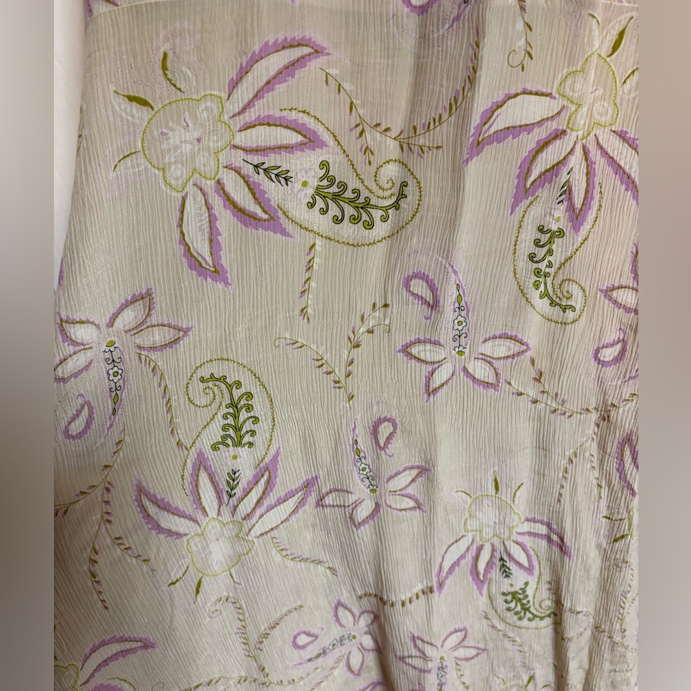 VTG 90s 100% silk Mossimo High Keyhole Neck Paisley Cottagecore Midi Dress - Picture 5 of 5